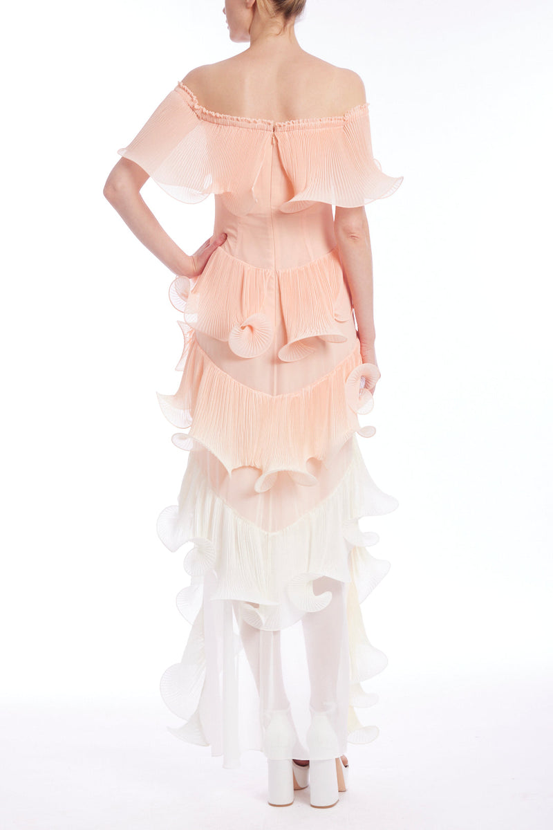 Badgley mischka multi printed peach best sale maxi