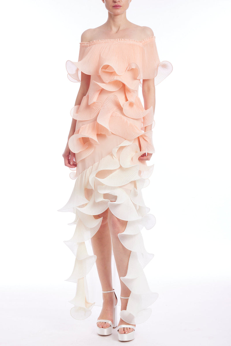 Badgley mischka multi printed peach maxi sale