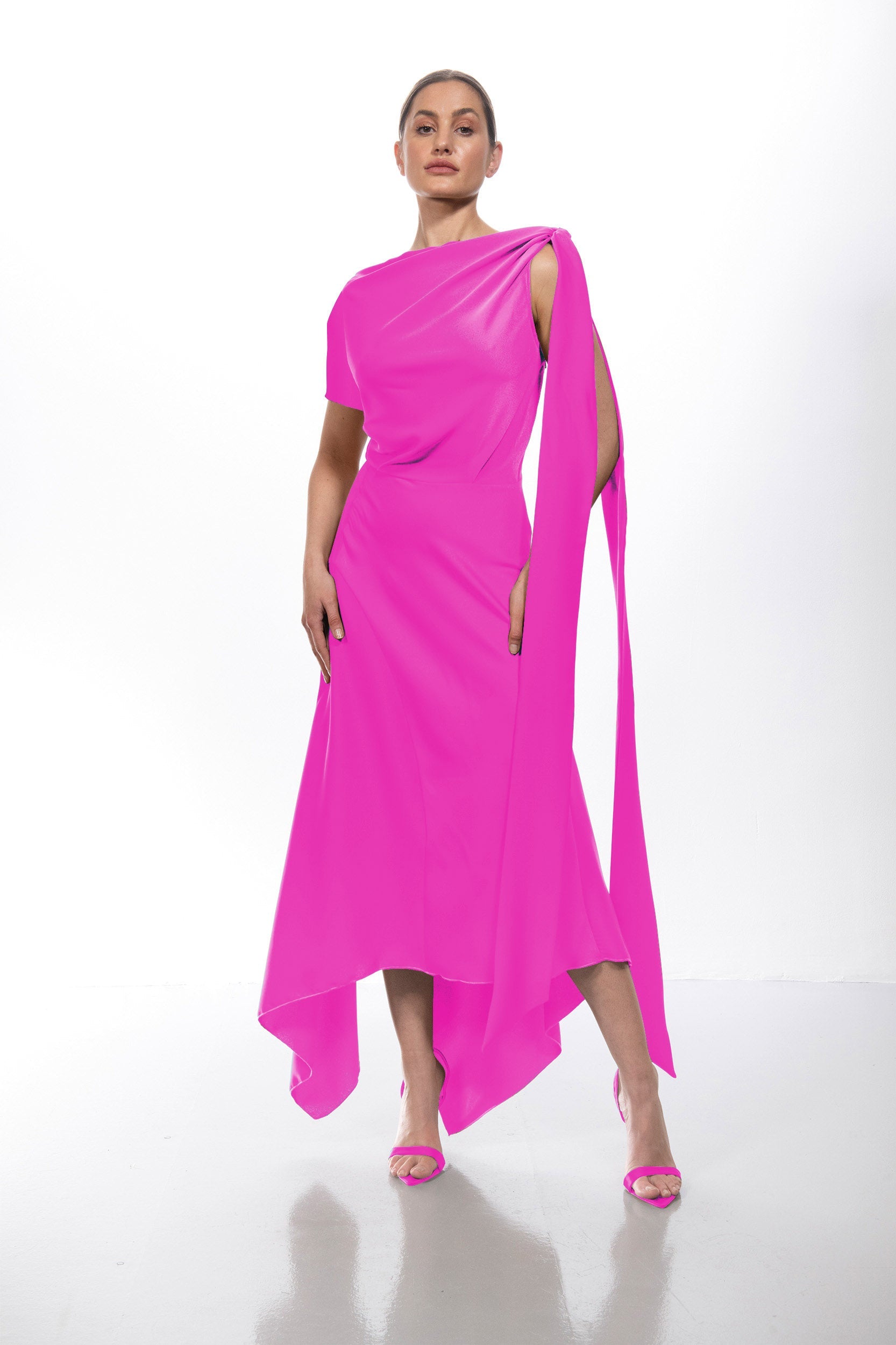 kevan jon pink dress Mid Length Dress With Full Skirt. Mila