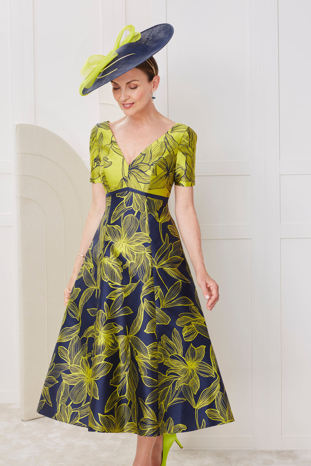John Charles 29030 Kiwi/Navy-A-line Dress