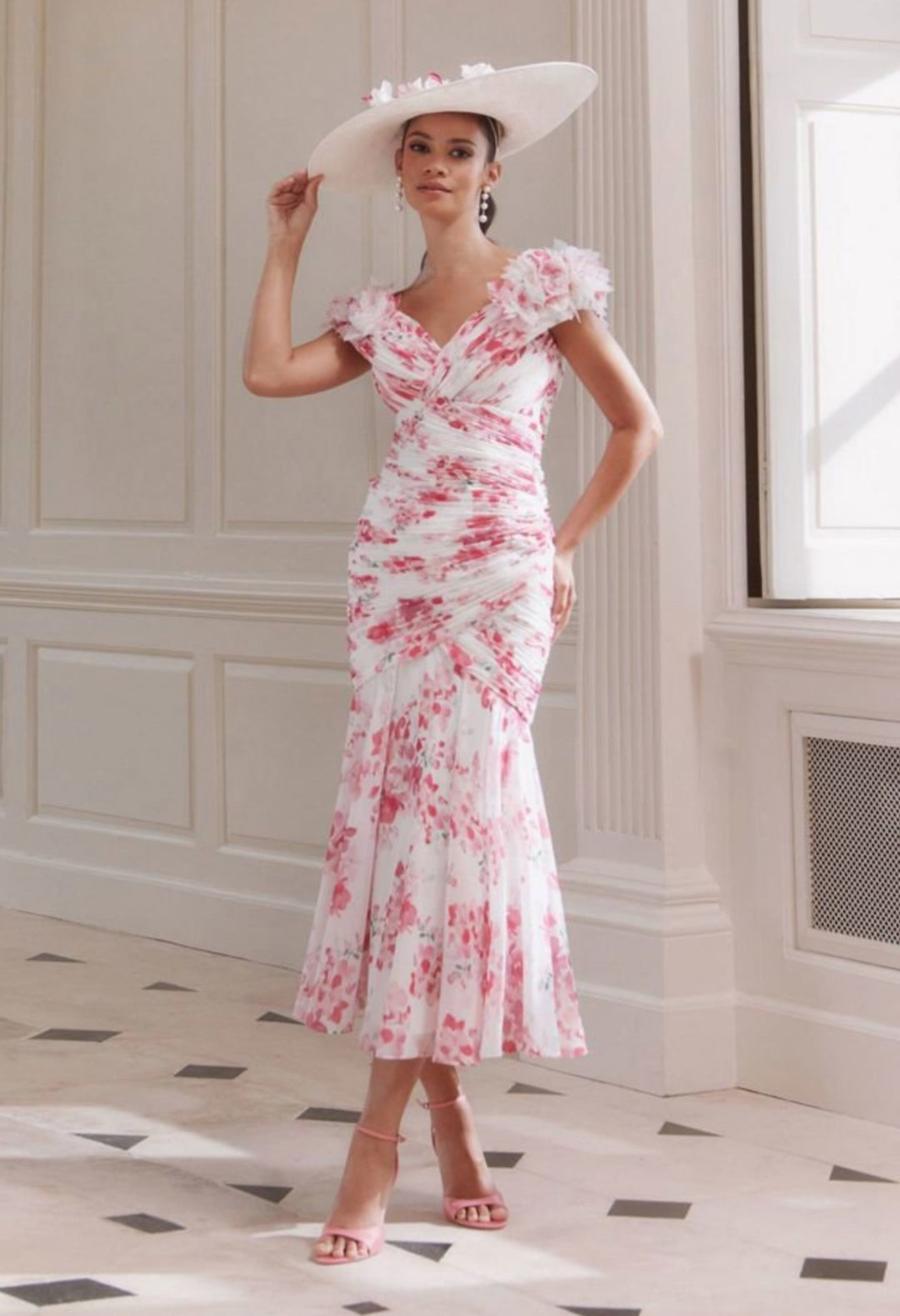 John Charles 66728A Pink Blossom midi