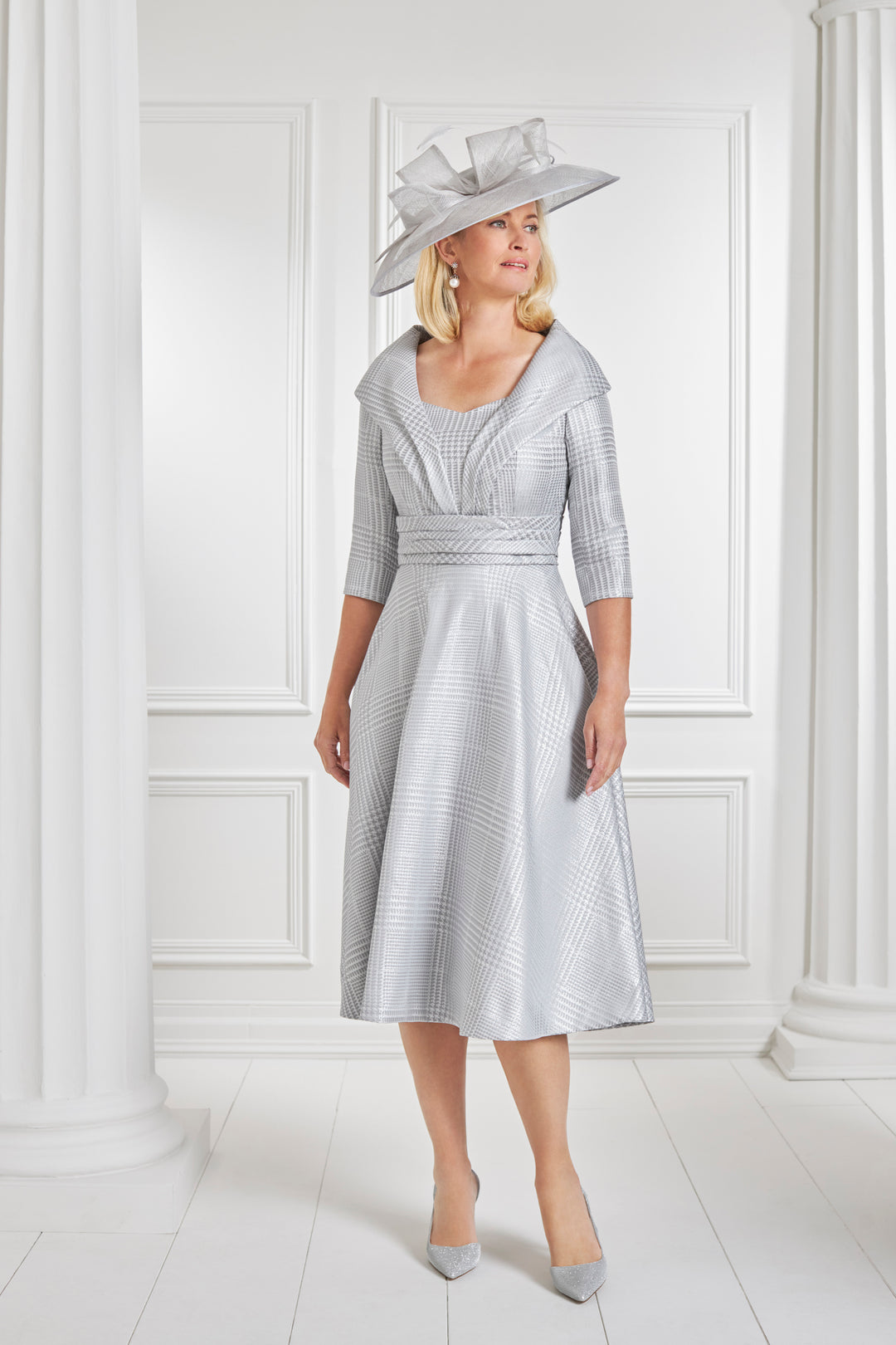 Condici 11386 - Dogtooth silver a-line dress-A-line Dress