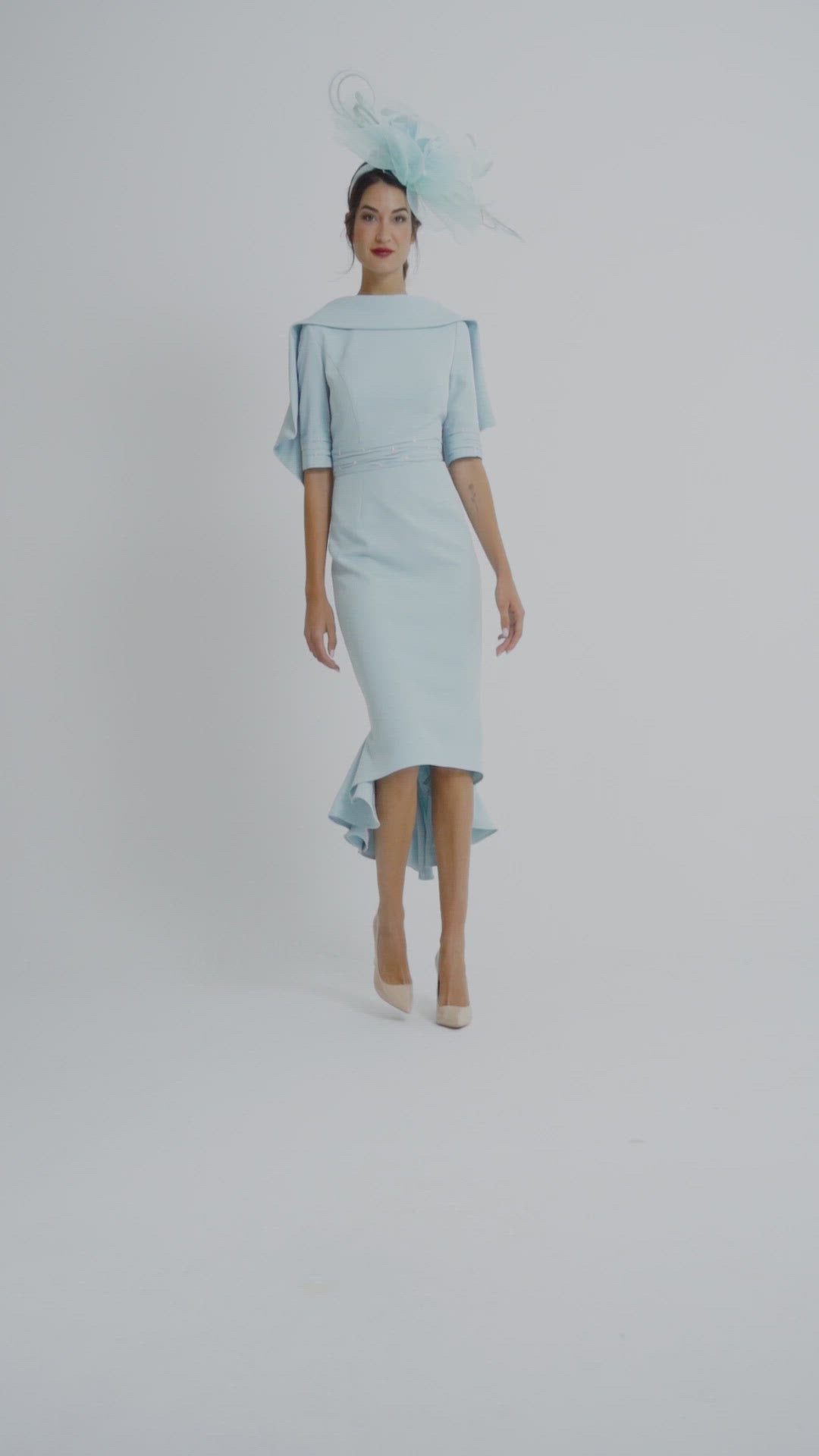 7244 Gabriela Sanchez - Blue dipped hem dress