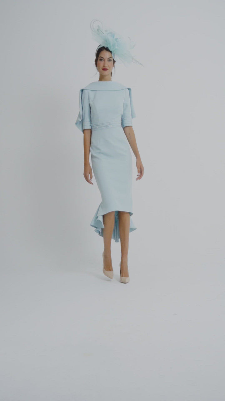 7244 Gabriela Sanchez - Blue dipped hem dress