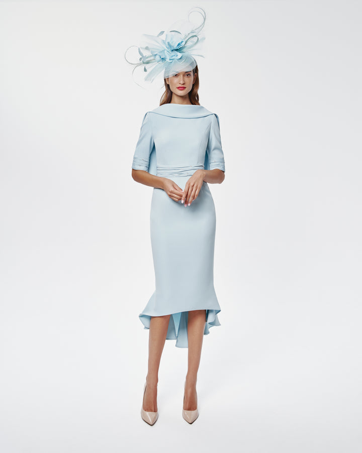7244 Gabriela Sanchez - Blue dipped hem dress-Dress