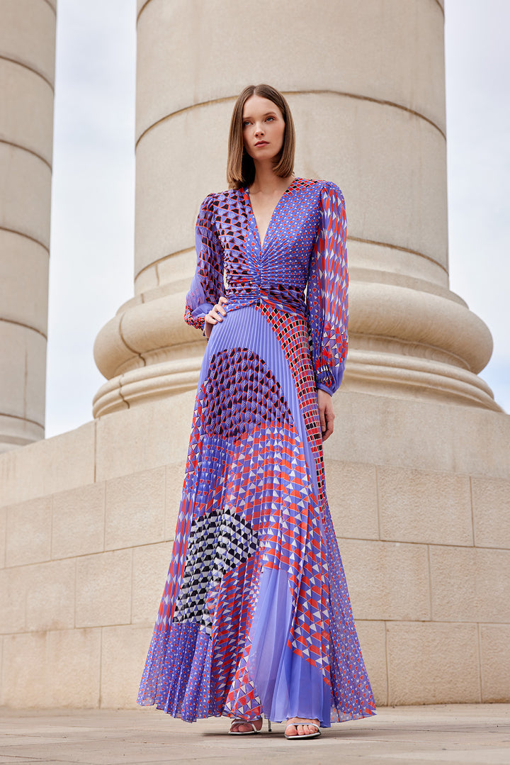 Carla Ruiz 99612 Purple Print-A-line Dress
