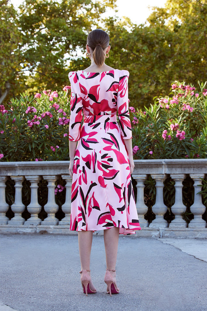 Carla Ruiz 99631 Pink/Red/Black-A-line Dress