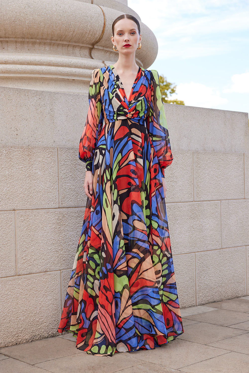 Carla Ruiz 99652 Blue Multi-A-line Dress
