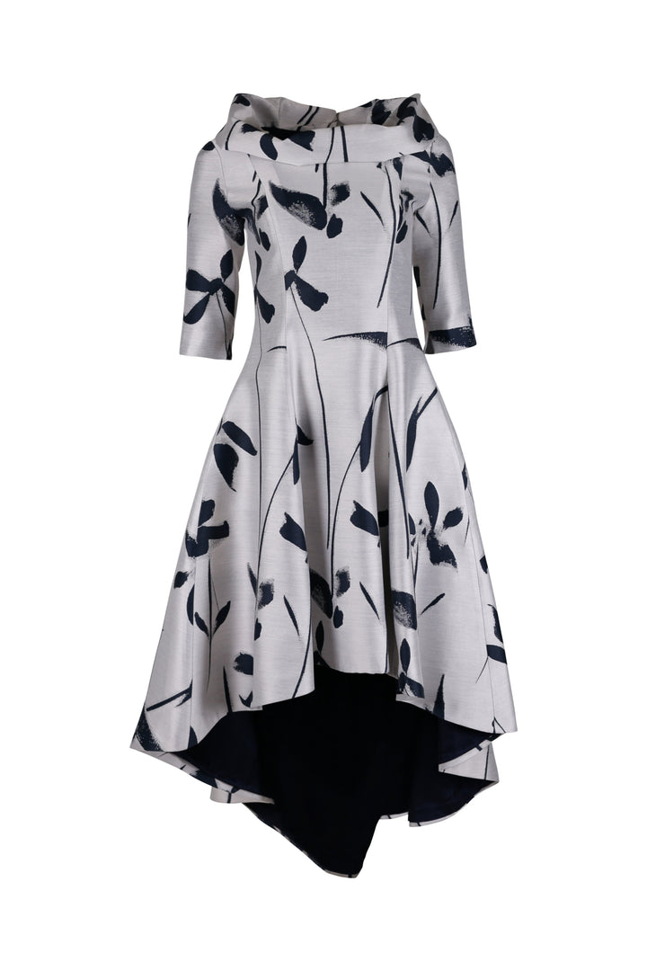Fely Campo 17128 - Dipped hem print dress-Dress