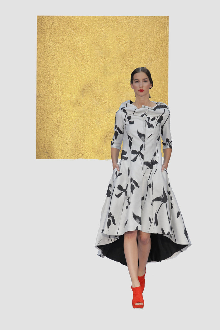 Fely Campo 17128 - Dipped hem print dress-Dress