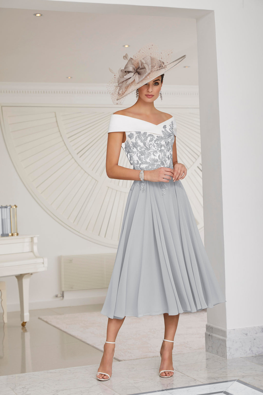 Invitations by Veni 29516 - Ivory & Steel a-line dress-A-line Dress