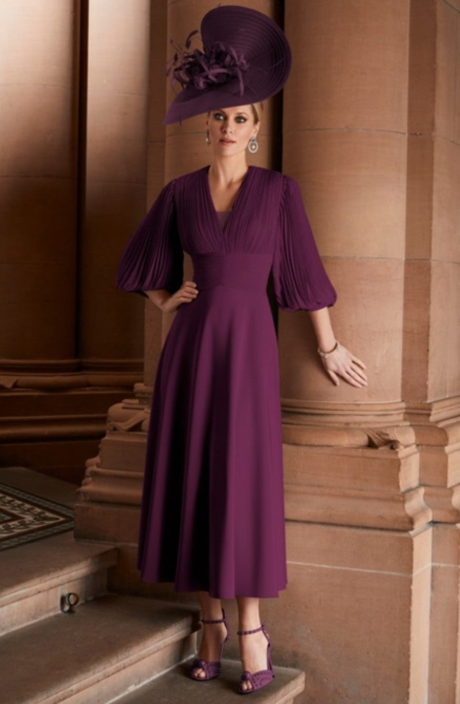 Veni Infantino 29651 Dark Purple-A-line Dress