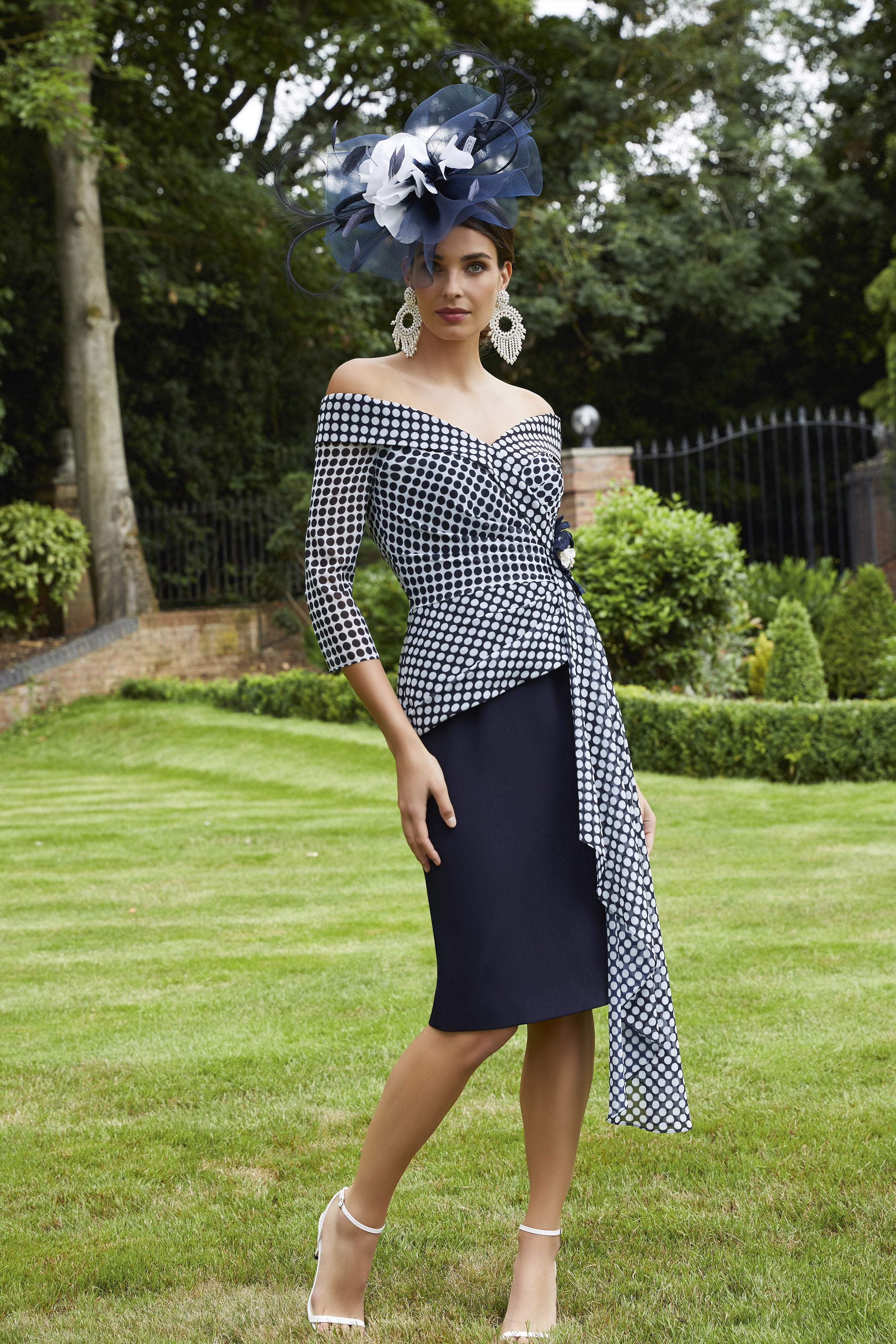 Polka dot fitted dress store